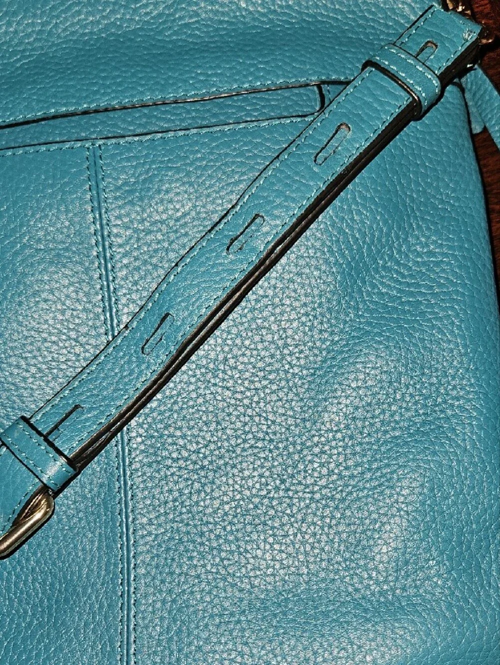 Lodis Teal Pebbled Leather Crossbody with Gold Accent